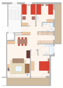 3 bedroom apartment, 3rd floor east